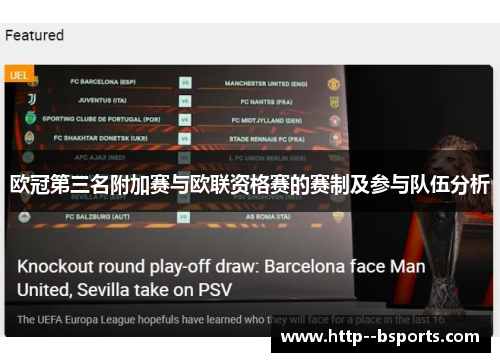 欧冠第三名附加赛与欧联资格赛的赛制及参与队伍分析